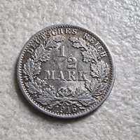  Монета  4 . Германия . ½ марка 1916 година. Сребро 0.900, снимка 1 - Нумизматика и бонистика - 43029454