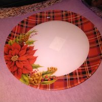 Гръцка голяма чиния плато стъклена с флорален мотив-нова фи 31см, снимка 1 - Чинии - 43328311