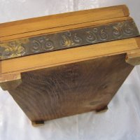 Голяма дървена стара кутия с меден лист отгоре, снимка 4 - Други - 28972895