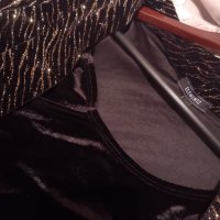 Ново вечерно кадифено сако с блуза XL размер черно със златно, снимка 4 - Сака - 38345779