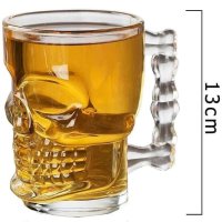 Уникална стъклена халба във форма на Череп с вместимост приблизително 550 мл ,боросиликатно стъкло, снимка 3 - Чаши - 43462163