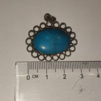 Сребърна висулка със син камък, снимка 3 - Колиета, медальони, синджири - 38523415