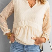 Дамска блуза с дълъг ръкав и принт на точки, снимка 3 - Блузи с дълъг ръкав и пуловери - 40698099