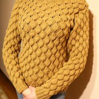Ръчно плетена кафява блуза, снимка 1 - Блузи с дълъг ръкав и пуловери - 34877349
