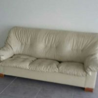 Кожен диван 3 места с подматрачна рамка, снимка 3 - Дивани и мека мебел - 28988648