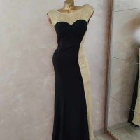 Higrе 40 Черна ,дълга официална рокля с златиста мрежа, снимка 3 - Рокли - 43019228