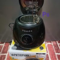 Луксозен черен фритюрник 1л., снимка 2 - Фритюрници - 43860703