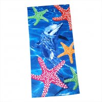 2868 Плажна кърпа Делфин с морски звезди, 150x70 cm, снимка 2 - Хавлиени кърпи - 36711625