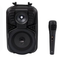 Караоке Bluetooth високоговорител Тонколона, преносима с микрофон LED 5W 15x12.5x27cm, снимка 1 - Тонколони - 43425950