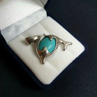 Висулка делфинче сребро и син камък, снимка 3 - Колиета, медальони, синджири - 28042827