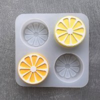 4 бр резен лимон портокал дълбок силиконов молд форма калъп фондан шоколад гипс смола сапун свещ , снимка 3 - Форми - 37957083