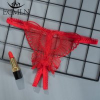 Еротично бельо, секси червени прашки с бродерия пеперуда - Код: P1397, снимка 6 - Бельо - 35940441