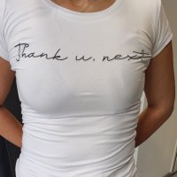 Дамска тениска - Thank you, next - еластан и памук, снимка 1 - Тениски - 43021637