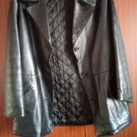 Черно кожено сако, снимка 1 - Сака - 32319374