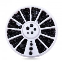 Черни кръгли камъчета в 4 размера, снимка 1 - Продукти за маникюр - 17539258