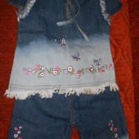  Детско костюмче панталон3/4 и блуза деним омбре за 2-3 годин, снимка 2 - Детски комплекти - 33544416