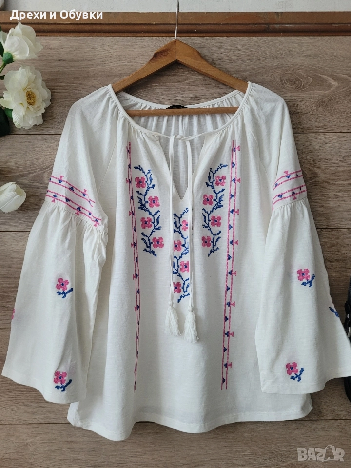 Блузамс бродирани шевици цветя , снимка 1