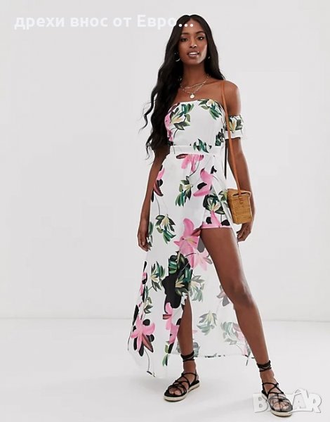 PARISIAN Елегантна флорална лятна рокля с паднали рамена, снимка 1