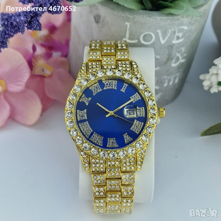 Royal Gold Watch – Sapphire 💙 | дамски часовник с кристали, снимка 1