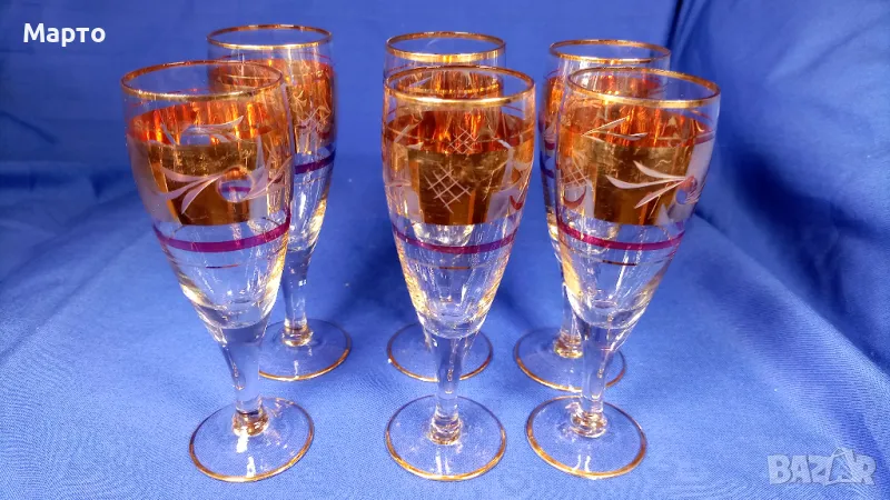 Невероятно красив ретро комплект чаши за концентрат, ракия, снимка 1