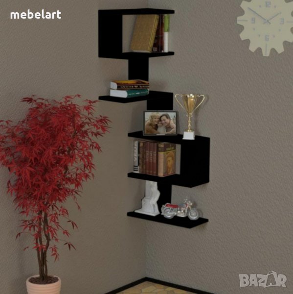 Ъглова етажерка - Черен гланц, снимка 1