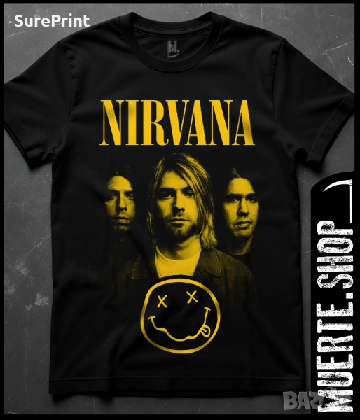 Черна тениска с щампа NIRVANA, снимка 1