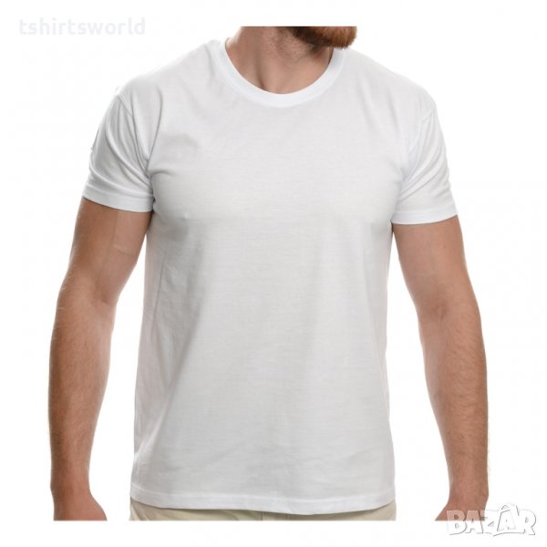 Нова мъжка изчистена тениска в бял цвят, снимка 1