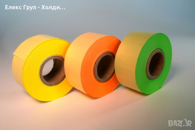 Етикети за двуредови маркиращи клещи 26х16 mm, сигнални цветове - жълт, оранжев, зелен, снимка 1