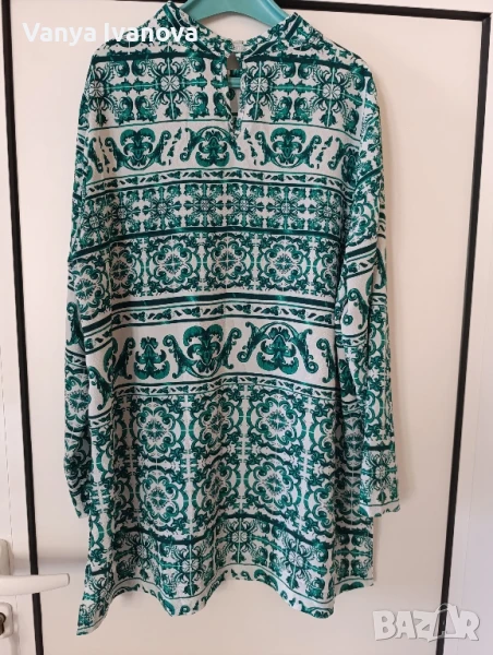 H&M блуза в бяло и зелено ХЛ, снимка 1