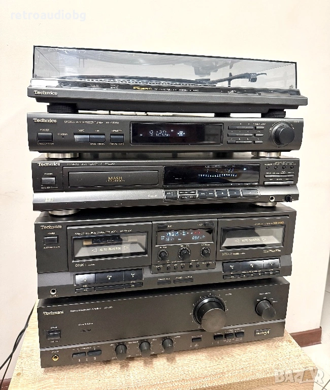 🔊Ретро аудио система - сет TECHNICS - усилвател, сд плеър, двукасетъчен дек, тунер и грамофон🔊, снимка 1