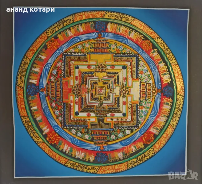 Калачакра Мандала Тханка - синя, снимка 1