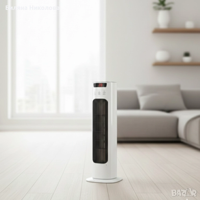 Вертикален керамичен отоплител с дистанционно и защита от прегряване, снимка 1