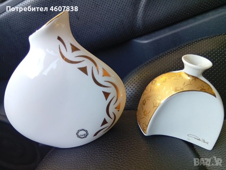 Ваза порцелан 22 к злато 12 см, снимка 1