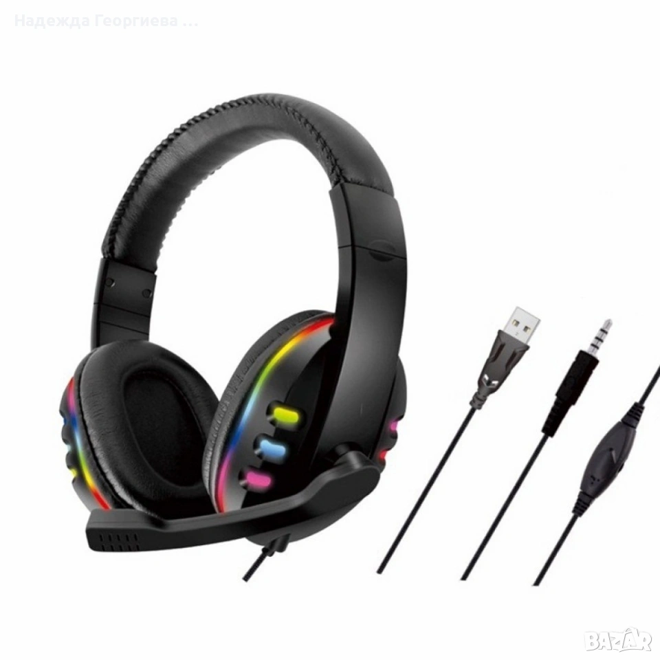 Жични слушалки с микрофон и светлинни индикатори при пускане - EP50, снимка 1