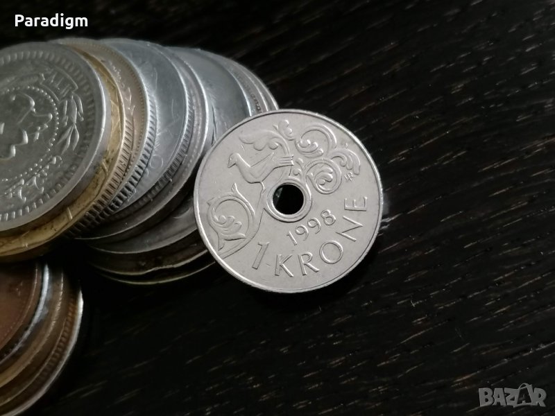 Mонета - Норвегия - 1 крона | 1998г., снимка 1