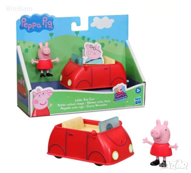 Оригинална фигурка Peppa Pig с малка червена кола / Hasbro, снимка 1