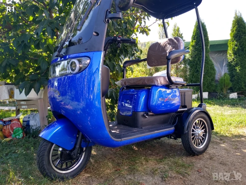 Електрическа триколка с покрив - Синя, снимка 1