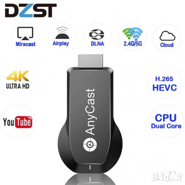 WiFi TV stick Anycast Безжично свързване на телефон, таблет с телевизор, снимка 1