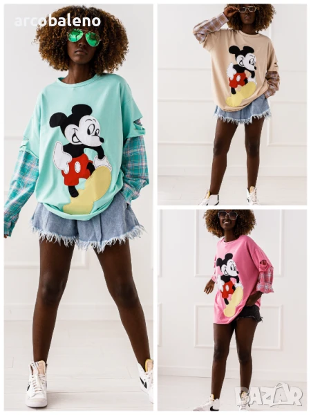 Дамска блуза с дълги ръкави Mickey, 3цвята , снимка 1