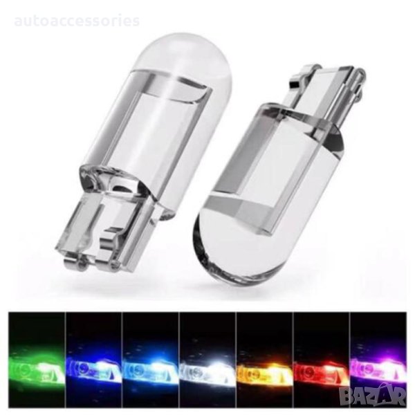 Led Диодни крушки T10 W5W COB -сини 2броя, снимка 1