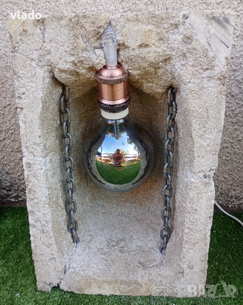 АРТ ИНСТАЛАЦИЯ "Beton chain vintage led lamp " - ПРОМО, снимка 1