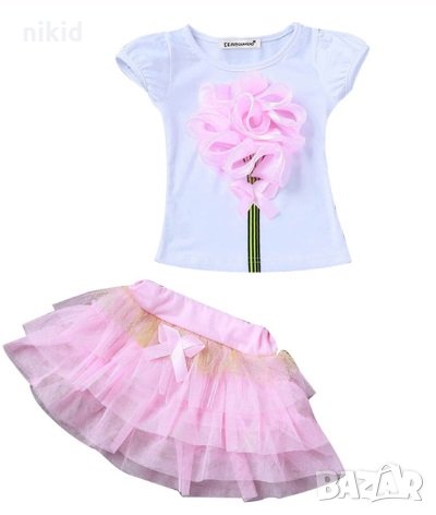 детски туту сет блузка с красиво цвете и туту пола, снимка 1