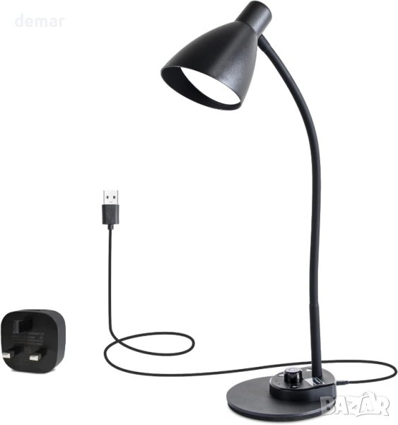 Настолна лампа ISeebaibi, 10 W, 1000 лумена, включен адаптер (черна), снимка 1