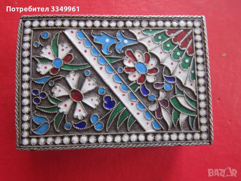 Руска сребърна кутия кибритник с емайл Царска Русия, снимка 1