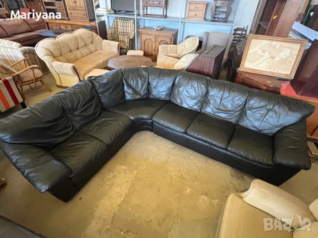 Ъглов / Прав диван - Естествена кожа 