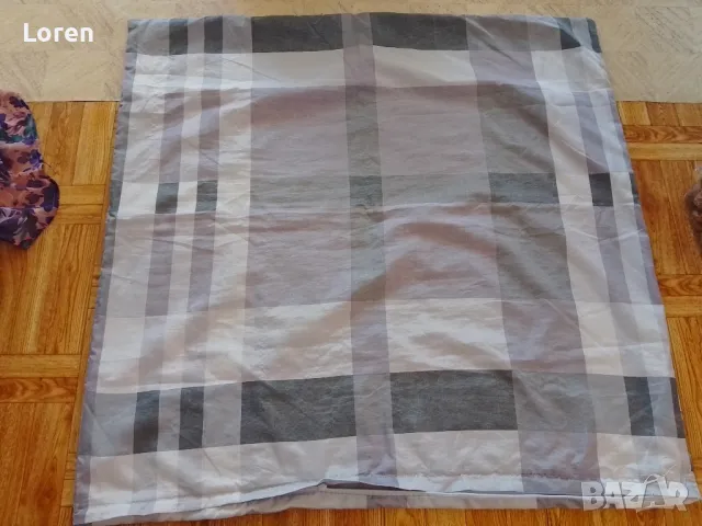 Голяма квадратна калъфка на каре в сиво и бяло с цип, снимка 5 - Спално бельо - 50335279