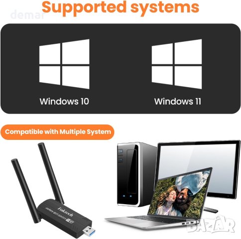 WiFi 6E USB 3.0 адаптер за настолен/лаптоп компютър, AX5400M 802.11AX, снимка 6 - Кабели и адаптери - 43018267