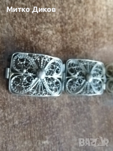 Сребърна гривна филигран -винтидж-23.51гр-195см и ширина 21мм, снимка 7 - Гривни - 51513827