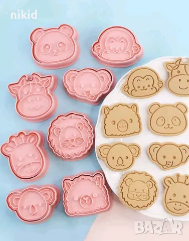 8 глава животни зоо лъв панда слон лама резци резец печат печати релеф щампа сладки форма форми