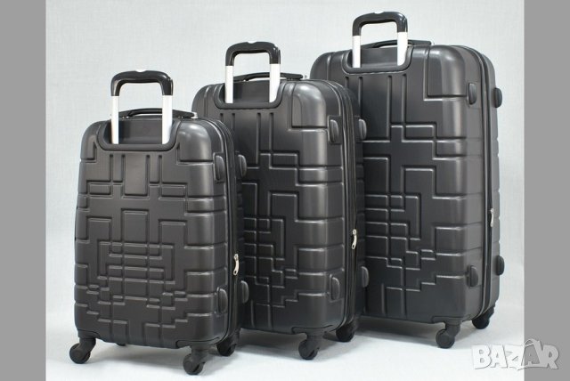 Комплект от 3 куфара в черен цвят, снимка 2 - Куфари - 44114795